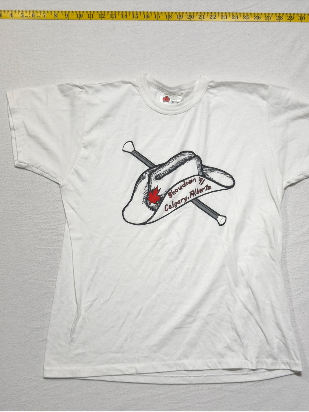 Calgary Alberta 1991 White Graphic T‑Shirt single stitch